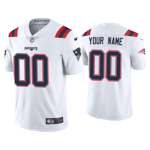 Men New England Patriots Nike White Vapor Limited Custom NFL Jersey